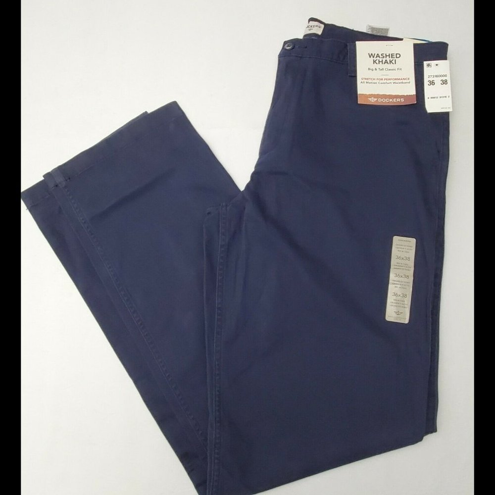 Dockers Navy Big Tall Classic Fit size 36X38